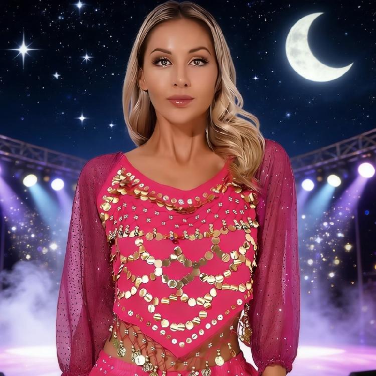 Damen Bauchtanz Kostüm Bauchtanz Münz Top Bauchtanz Crop Top Halloween Auftritt Kostüm Bauchtanz Outfit