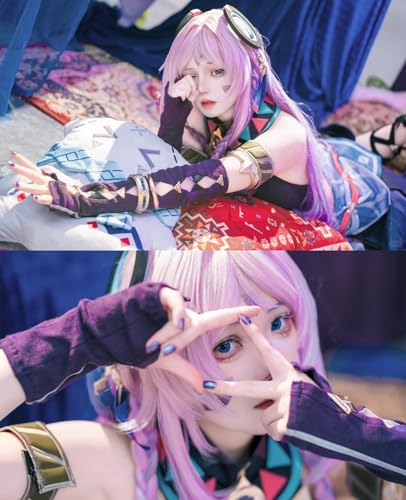 NOKIJP Shitlari Wig, Genshin Impact Cosplay, Heat-Resistant, Smooth, Easy to Style, Genshin Impact Nata Shitlari, White Star Obsidian, Master of the M