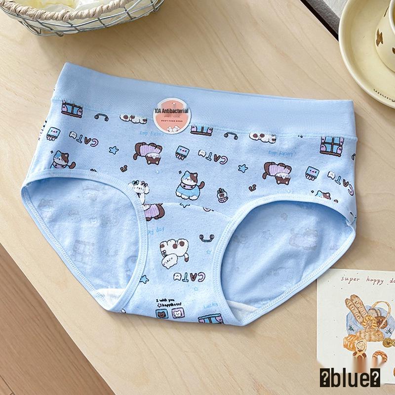 Antibacterial Pure Cotton Bear Print Girls' Mid-Waist Underwear - Sweet, Cute, and Comfortable.