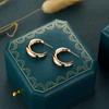 Stylish And Simple Personalized Earrings, Gold Glossy Semi-Round C-Shaped Earrings