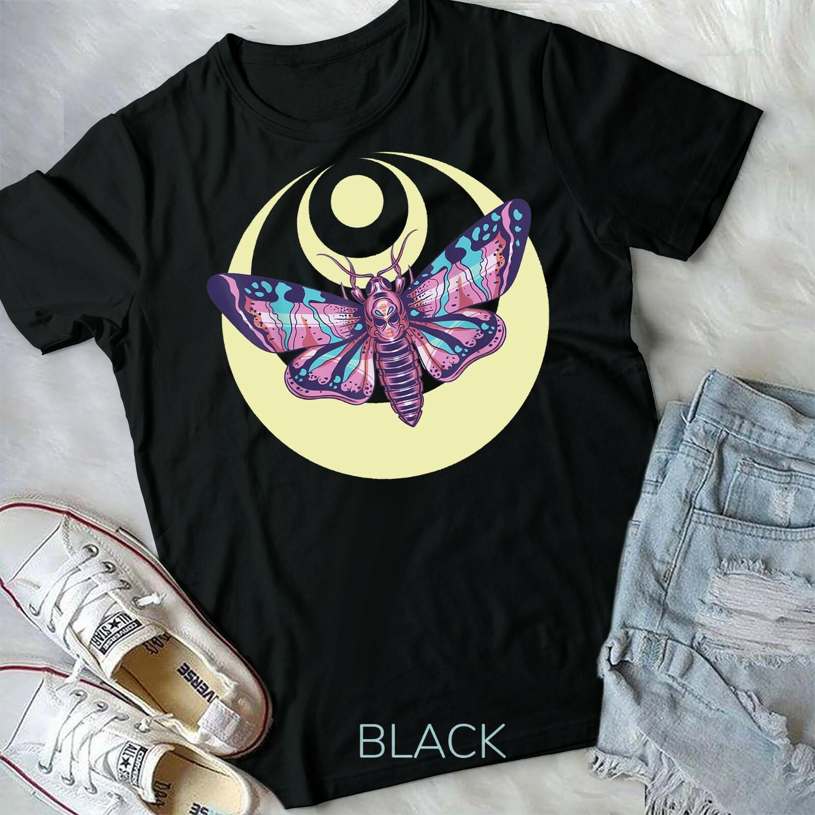 Moth And Crescent Moon Witchy Pastel Goth Witchy Celestial Unisex Form T-shirt XXL