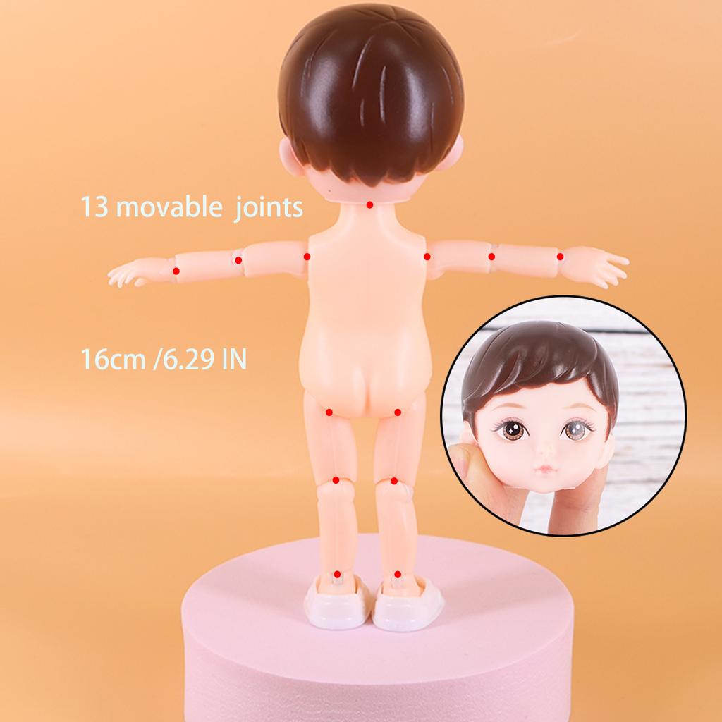 One Piece 6 Inches Cute Baby Dolls, Boy Model 13 Movable Joints Plastic Painted Eyes, For Children Girl Birthday Gift Toys