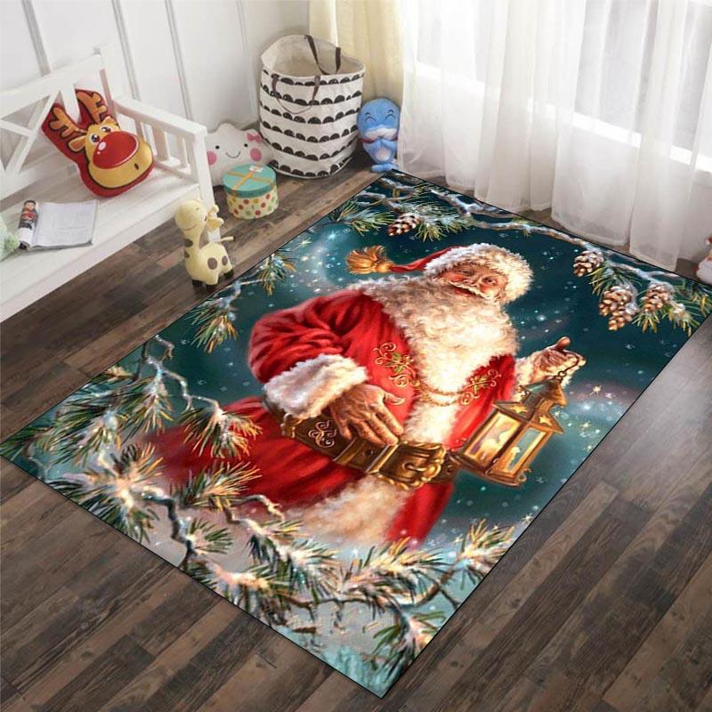 Santa Claus Reindeer Snowman Christmas Decoration Carpet Living Room Bedroom Carpet Entrance Porch Door Mat Home Decoration