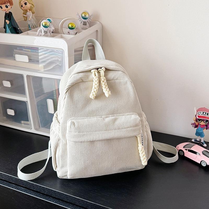 New Versatile Fashion Women Corduroy Backpacks College Women Solid Color School Backpacks Travel Shoulder Bags for Teenagers