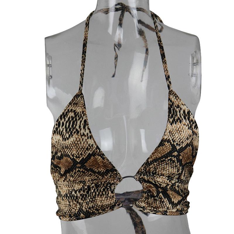 2025 Summer Sexy Leopard Halter Neck Lace-Up Sleeveless Vest