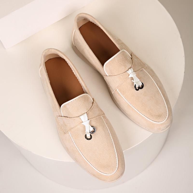 Vier Jahreszeiten Damen Wildleder Schleifen-Dekor Loafer Metallakzent Rutschfeste Flachsohle Zum Hineinschlüpfen Büroarbeit Tägliche Freizeit-Gehschuhe