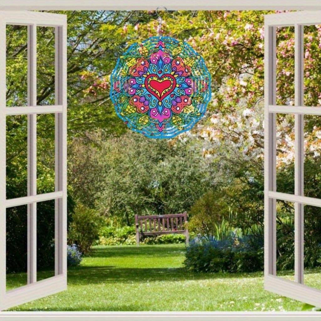 Metal Wind Chime Vibrant Heart Floral Design Outdoor Decor for Garden Christmas Halloween Thanksgiving Durable Wall Hanging Art