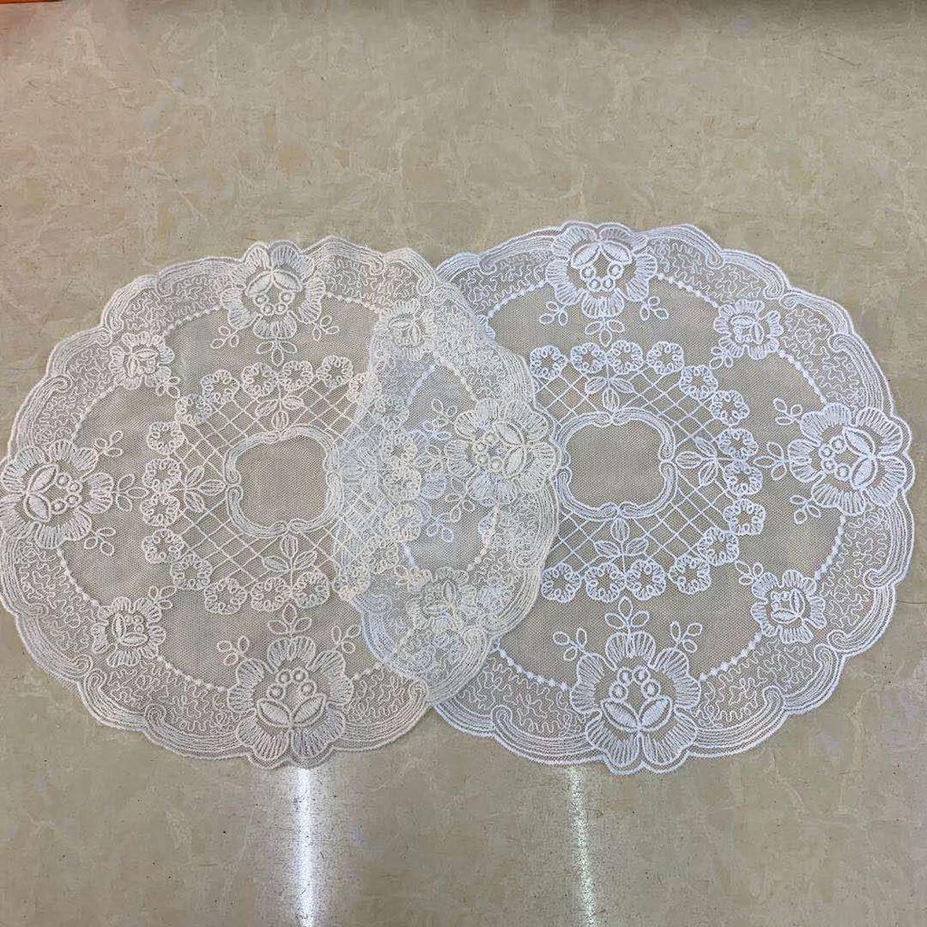 1pc Retro Style Lace Placemat,Embroidered Lace Three-dimensional Table Decoration,Flower Design Meal Mat Round Dining Decor