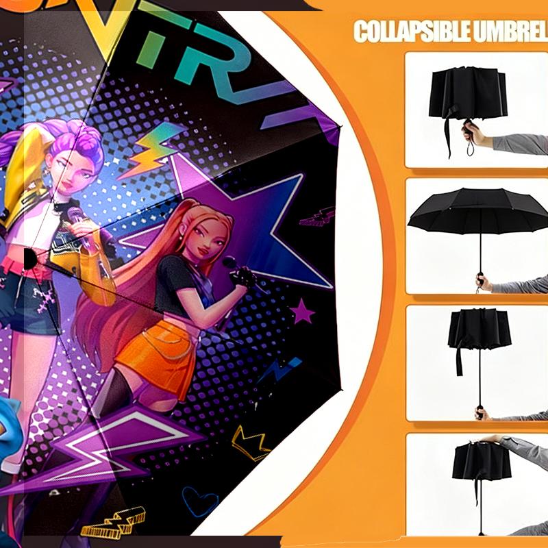 KPop Demon Hunters Print Umbrella Automatic Opening/ Closing - Portable Foldable Design - Daily Use for Travel/Outdoor - Gift for Birthday