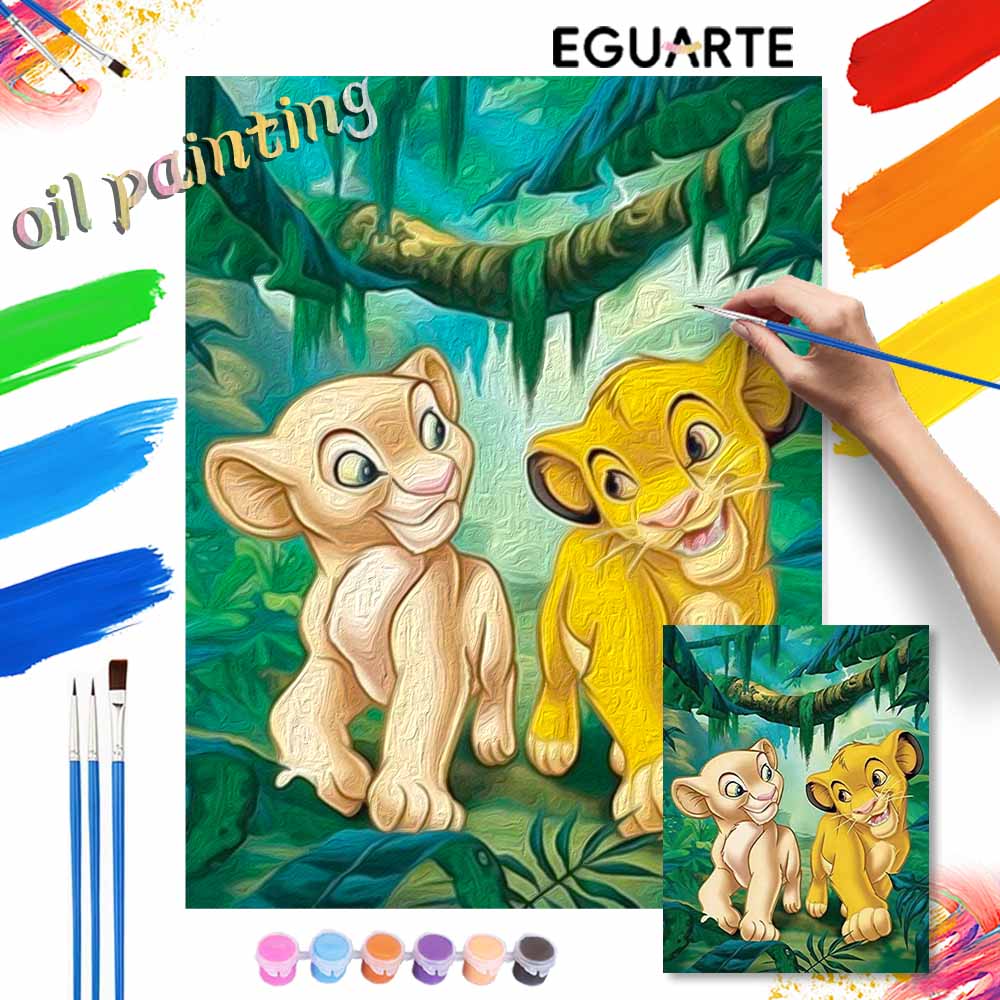 Disney The Lion King Simba Nala digital oil painting art kit DIY handmade home decoration gift