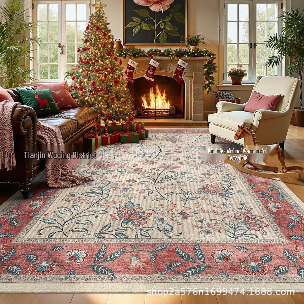 Stain-Resistant Persian-Style Rug: Easy-Clean Living Room & Bedroom Carpet Mat