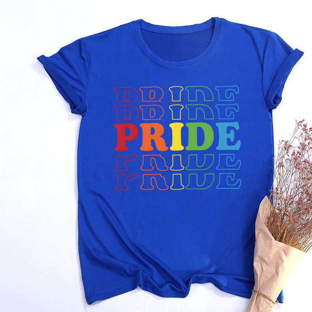 Rainbow PRIDE Print Tee Shirt LGBT Pride Month Tshirt Female Rainbow Tshirt Girls Top Love Wins Graphic Tee Summer Clothes