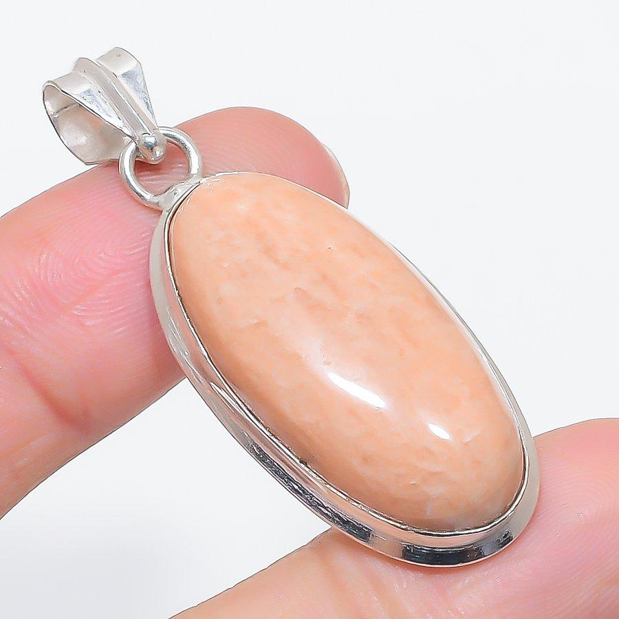 Natural Orange Aventurine 925 Sterling Silver Jewelry Pendant 1.97" C1G27