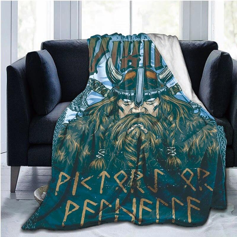 The Vikings Ancient Scandinavian Norse Runes Axes 3D Soft Throw Blanket  Lightweight Flannel Blanket