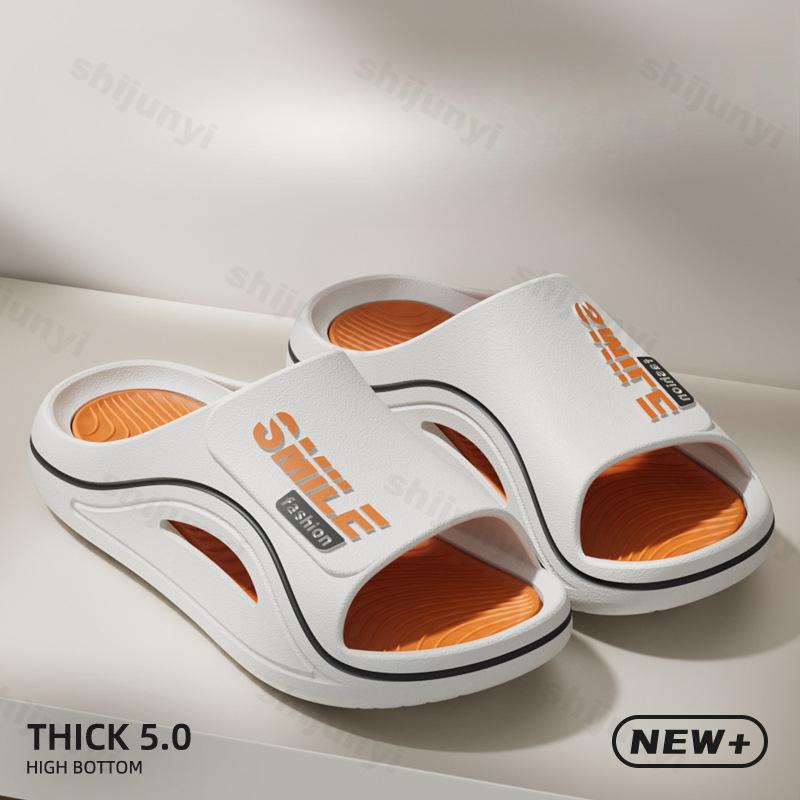 Fashion Men Open Toed Slippers Bathroom Slippers Home Shoes Thick Soft Sole Non-slip Breathable Comfort Flat Platform Indoor Slippers