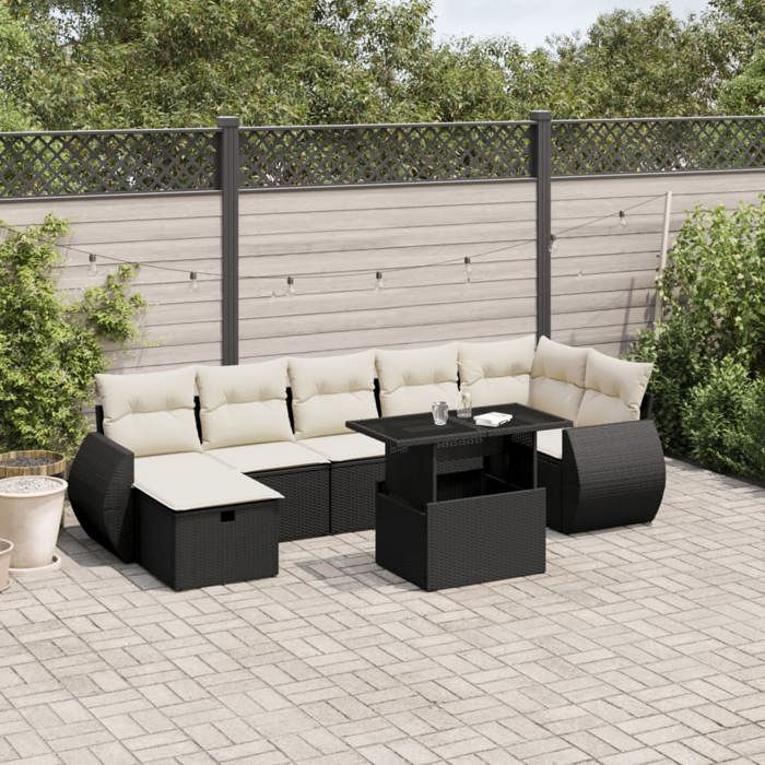 VidaXL Garden Lounge Set 8 Pcs with Cushions Black Wicker 3275146