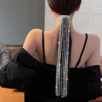 FORWOT Lesklé Plné Kamienkové Sponky do Vlasov pre Ženy Bijoux Dlhé Strapce Krištáľové Vlasové Doplnky Svadobná Banketová Šperkovnica Barrettes