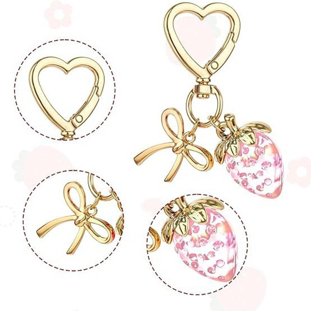 Handmade Strawberry Bowknot Keychain for Women and Girls Featuring Durable Alloy Material and Bright Colors