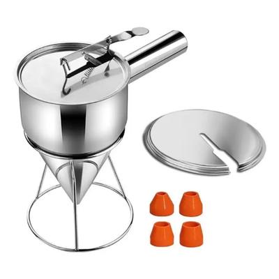 1200L Nonrust Steel Cone Batter Funnel For Takoyaki Dough Dispenser With Detachable Stand And Ergonomic Handle
