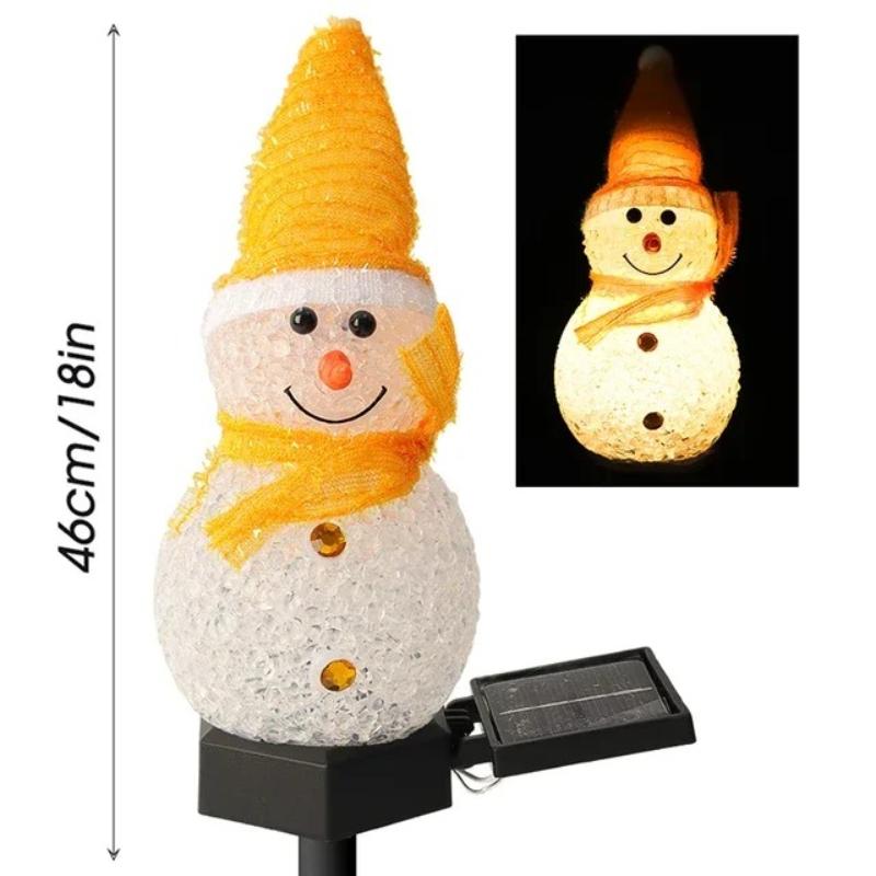 LED Snowman Solar Garden Light Outdoor Waterproof Ground Stake Lamp Solar Powered Pathway Lights for Christmas Lawn Yard Patio Holiday Decor