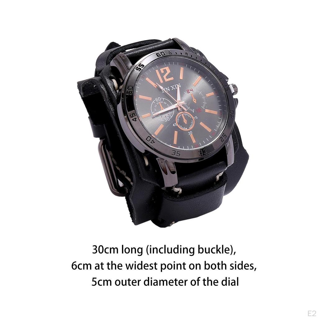 Men Wrist Watch Cuff Trendy Leather Bracelet Male Wristwatch for Boyfriend Birthday