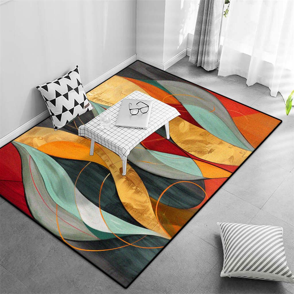 Modern Abstract Big Size Decorative Rug for Living Room Non-slip Easy Cleaning Coffee Tables Mat Office Cloakroom Carpet Flannel