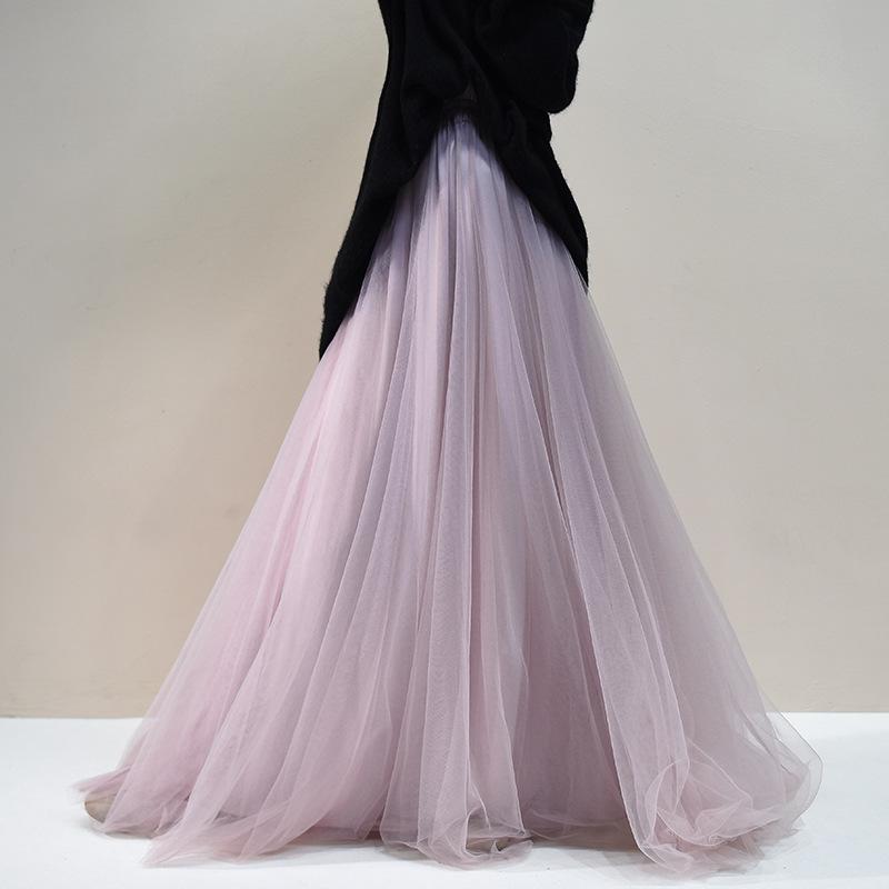 High-Waisted Slim-Fit Fairy Long Skirt - Spring 2026 Dance Mesh