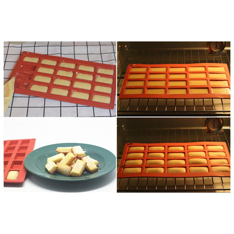 

A25F-20-Piece French Pastry Mold Fish Jelly Rectangular Mold Gold Brick Cake Mold Baking Oven Home Use