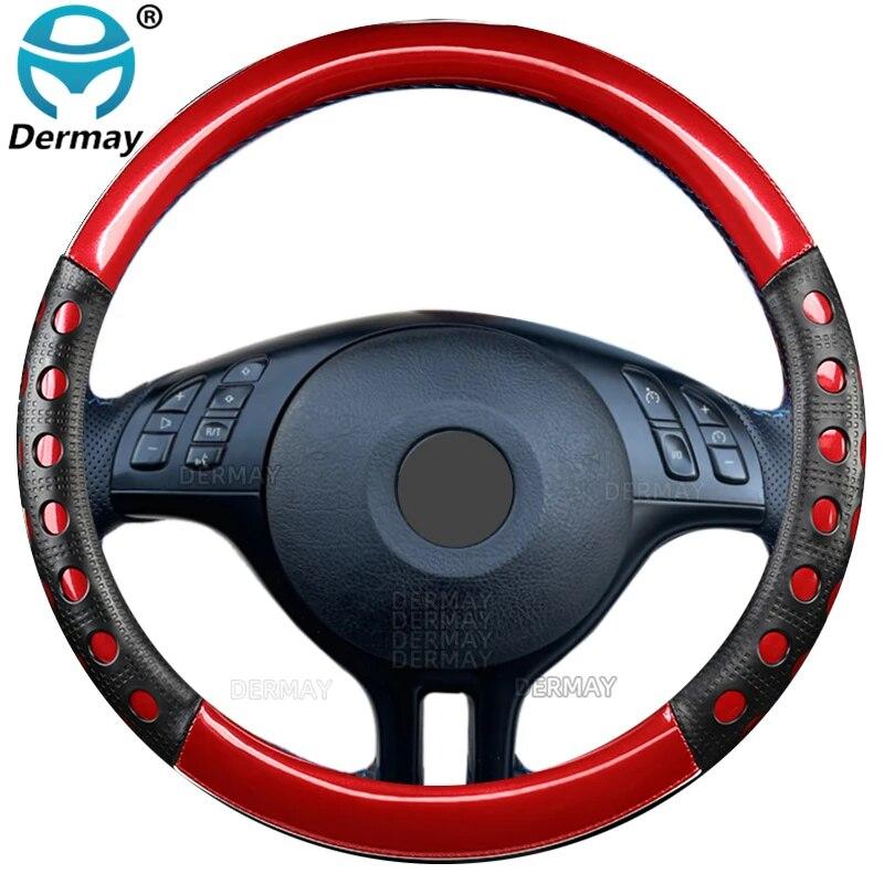 For BMW E46 3 Series M3 DERMAY Car Steering Wheel Cover Microfiber Leather+Carbon Fiber 16 Colors High Quality Auto Accessories