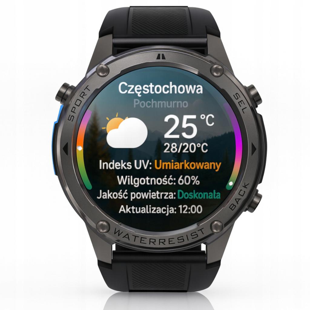 Smartwatch wenom dm56 sportowy męski damski gps wodoodporny pl pływanie