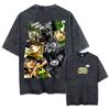 Gewaschenes Vintage Anime Jojo Bizarre Adventure Steel Ball Run Gyro Zeppeli T-Shirt Sommer Herren Damen Lässig Retro Oversized T-Shirt