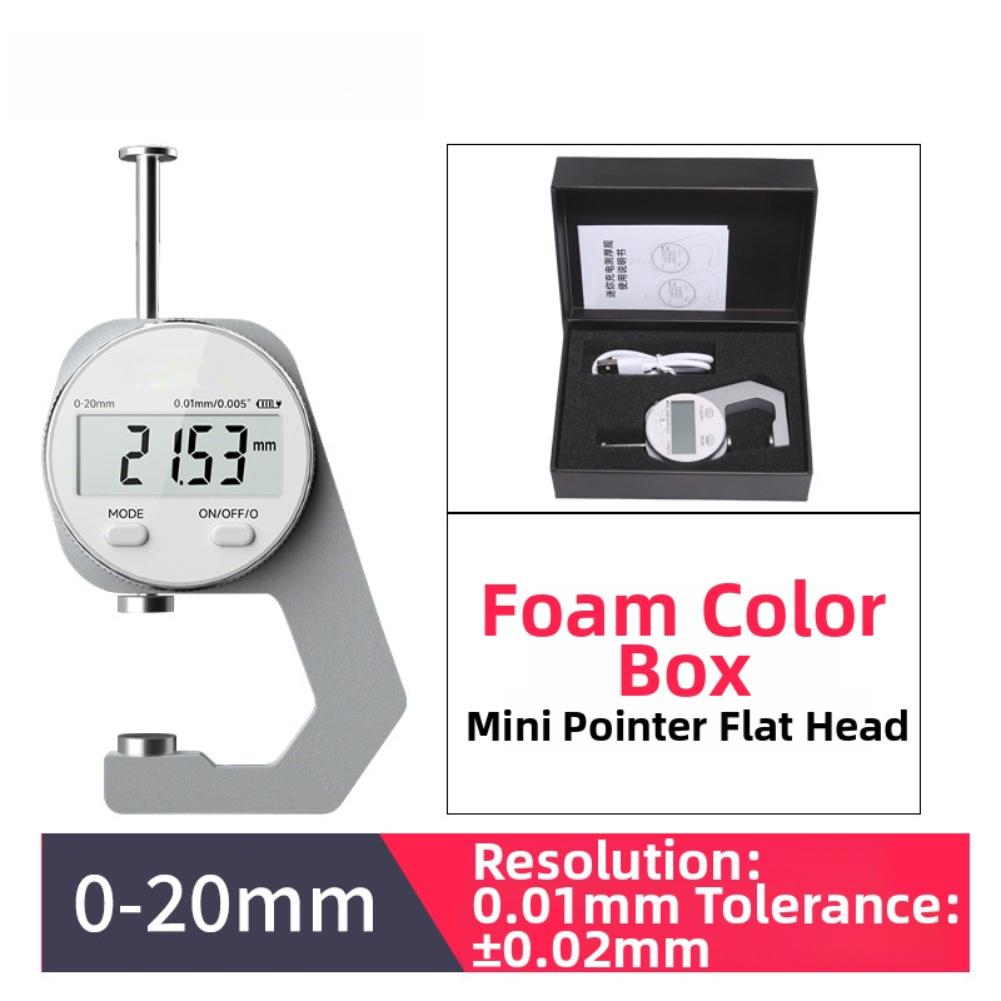 

0.01mm Precision Thickness Gauge Digital LCD Measurement Instrument Aluminum Alloy Frame For Paper Leather Pipe Walls Steel Flat head 10mm