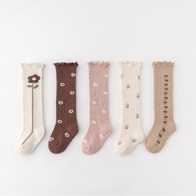 Frühling Herbst Winter Koreanische Blume Gestreiften Knie Hohe Lange Socken Warme Thermo Kinder Kinder Mädchen Socken Baby Kleinkind Neugeborenen Socke