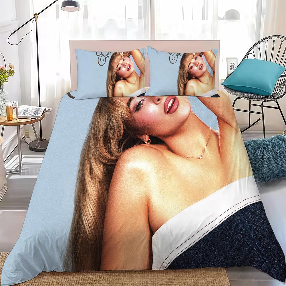 Singer S-Sabrina C-Carpenter Duvet Cover Set Home Style Bedding Soft Laundry Cotton Bed 3 Piece Set Student Dormitory Gift