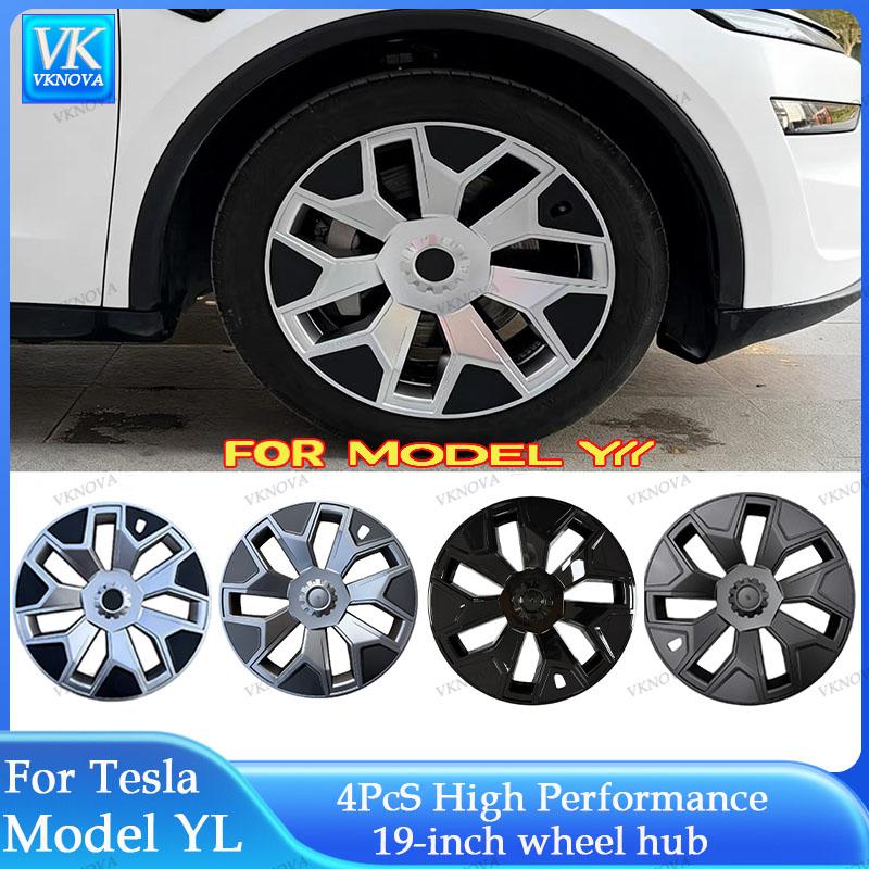 For Tesla Model YL Launch 2026 + 4PCS Hub Cap Car Replacement Wheel Cap 19 Inch Performance Automobile Hubcap Cover Accessories