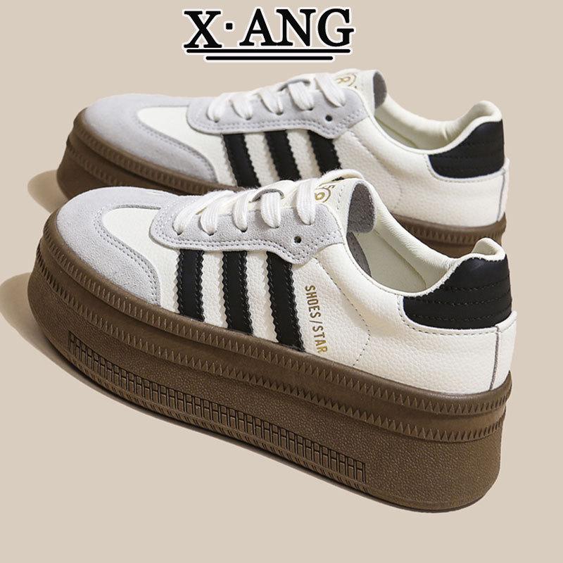 

Leather German training shoes women s versatile thick-soled height-increasing white shoes 2025 spring new soft-soled casual sports shoes 40