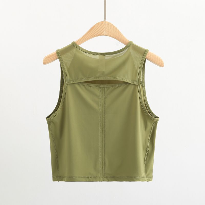 

Профессиональный жилет для йоги женский быстросохнущий спортивный для бега короткий для тренировок топ без рукавов сетчатая футболка свободная блузка Ink jade green XL