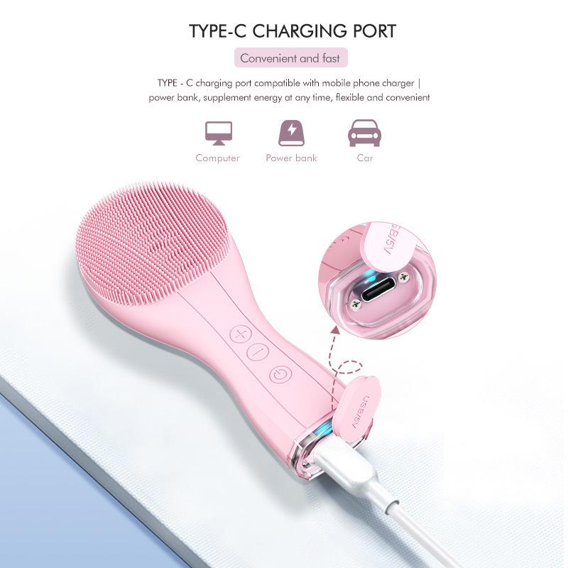 New Silicone Cleanser Electric Face Wash Instrument Introducer Waterproof Ultrasonic Pore Cleaner Overseas