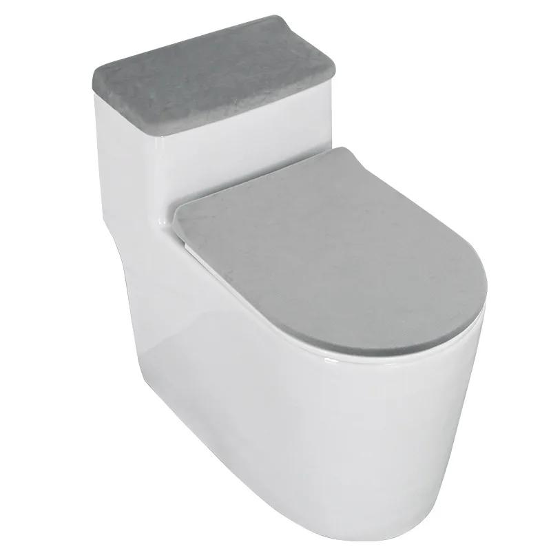 Velvet Toilet Lid Cover and Toilet Tank Lid Cover 2-Piece Set Soft Thickened Elasticity Universal Toilet Cushion for Home Hotel