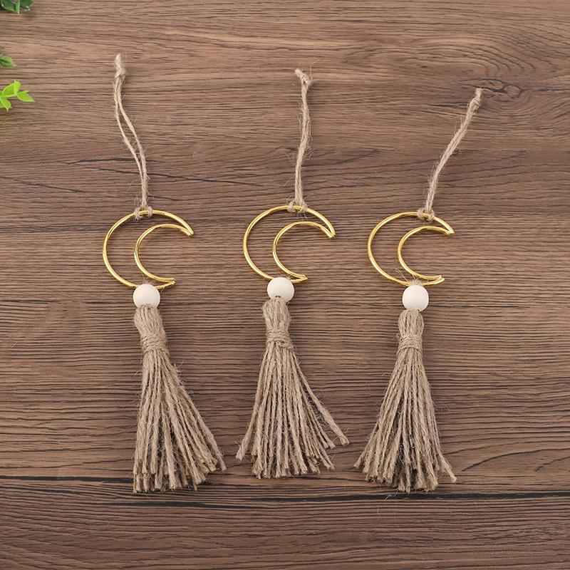 1-5pcs Ramadan Moon Tassel Wooden Beads Ornament Eid Mubarak Muslim Islamic Party Decoration For Home Wall Door DIY Craft Gift