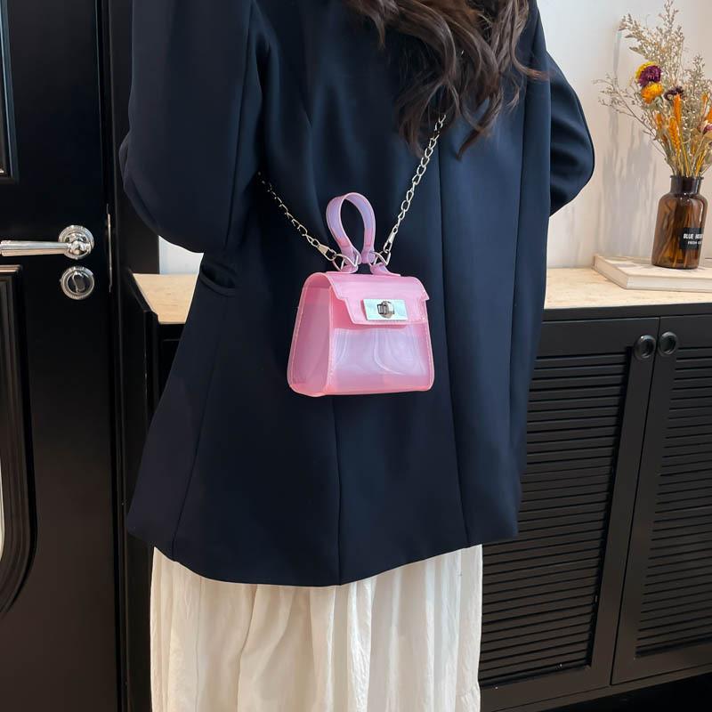 Street Style Jelly Bag Pvc Mini Shoulder Bag With Chain For Children And Teens