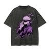 Gojo Satoru Hollow Purple T-shirt Jujutsu Kaisen Tee Vintage Washed Oversized Retro Anime Harajuku Streetwear Manga Mens Clothes