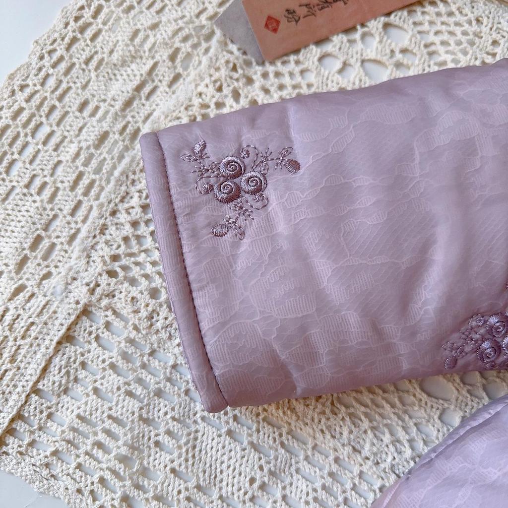 Girls' Winter Embroidered Cotton Jacket AWB117 - New Chinese Style, Thickened for Warmth