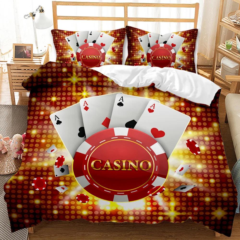 Poker Duvet Cover Set Card Game Bedding Set Gamer Playing Duvet Cover Retro Game Adults Double Queen King Polyester Qulit Cover