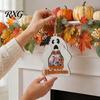 Solid Wood Photo Ornament Halloween Cute Ghost Wooden Frame with Hanging Rope, Creative Family Display Picture for Holiday Party Decor And Home