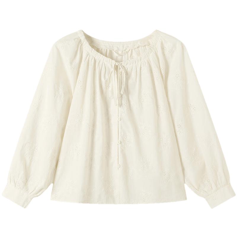 TonLion 2026 Spring Women s Lace Long-Sleeve Shirt L