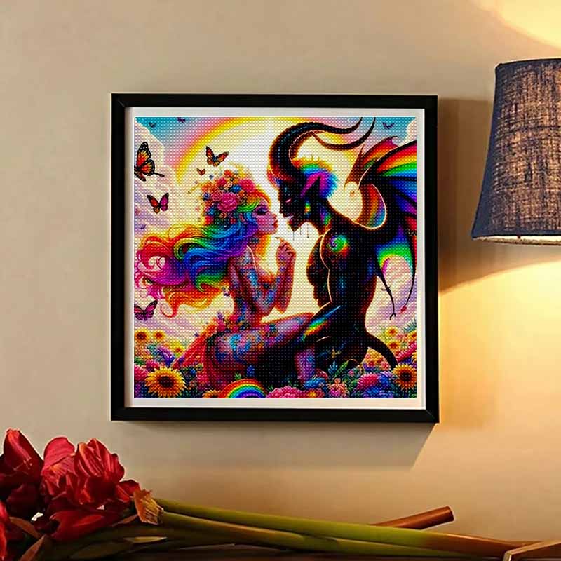 New Arrival 5D DIY Full Circle Diamond Painting "Devil Couple" Embroidery Cross Stitch Home Decor Gift