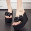 Comemore 11cm Flip Flop Wedges Heels Summer Sandals Slippers Woman Shoes Women Beach Shoe Light Thick Bottom Platform Flowers 41