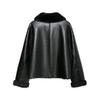 PBZA Womens Faux Leather Jacket Double-sided Fur-lined Coat Winter
