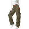 Hohe Taille Gerade Bein Lockerer Schnitt Lange Hosen für Damen Lässige Weite Hosen mit Mehreren Taschen Kordelzug Taille Design
